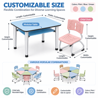 Ensemble table et chaises pour enfants d'âge préscolaire, bords arrondis, sûr et écologique, pour salle d'activités de maternelle et de préscolaire