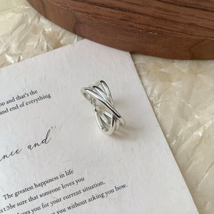 S925 Sterling <b>Silver</b> <b>Cross</b> Line <b>Ring</b> For Women Simple Open Band Trendy Index Finger Jewelry - Product Image 2