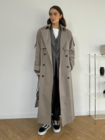 Manteau Trench en Coton Long Coupe-Vent 2025 Automne Ample pour Femme