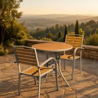 Ensemble table et 2 chaises de bistrot européen en acier au carbone, résistant au soleil, pour balcon, cour, jardin