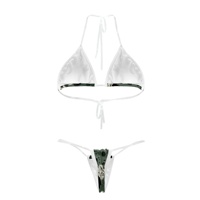 2025 nouveau européen américain extrême Mini Sexy Mature hawaïen Puakenikeni fleur Bikinis et femmes passerelle maillots de bain 2 pièces ensemble