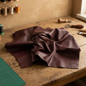 Véritable cuir de vachette marron écologique avec texture froissée naturelle, doux, épaisseur 0,8-1,2 mm, idéal pour les projets DIY - Product Image 1