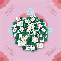 Tuiles de Mahjong Américaines de Luxe à Thème Sportif Moderne avec Tapis de Mahjong Imprimé Rose 800x800mm – Ensemble de Jeu de Poker et de Divertissement