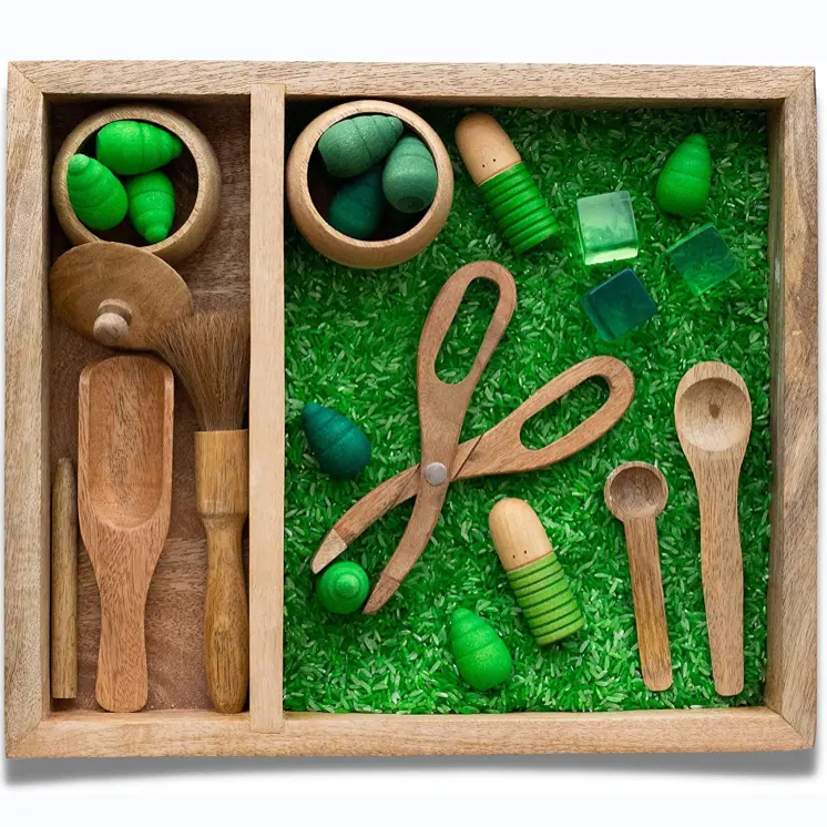 2022 New Design Wooden Montessori Sensory Bin Tools Toy For kids