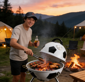Griglia BBQ a Carbone Salvaspazio con Design a Pallone da Calcio per Campeggio, <span class=keywords><strong>Spiaggia</strong></span> e Picnic a Prezzo All'Ingrosso - Product Image 6