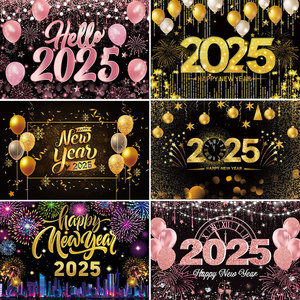 2025 ธีมปีใหม่ของตกแต่งงานปาร์ตี้ผ้าแขวนพื้นหลังสำหรับถ่ายภาพอุปกรณ์ประกอบฉากอุปกรณ์ตกแต่งผนังบ้าน - Product Image 2