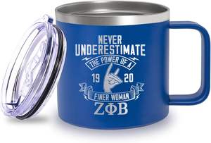 Tazza da Caffè Isolata in Acciaio Inox ZPB Gift Zeta Phi Beta 1920, 14oz con Manico, Lettere Greche della Confraternita, Tumbler Personalizzato - Product Image 6