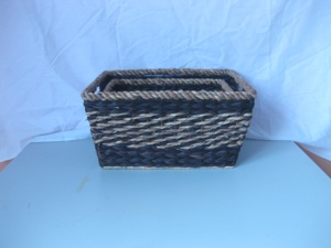 Panier de rangement vietnamien fait à la main élégant jacinthe d'eau tissé marine motif torsadé naturel usage domestique - Product Image 5