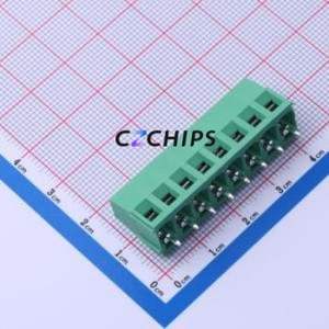 MX128-5.0-08P-GN01-Cu-Y-A Screw Terminal Block Through hole Component (THT),P=5mm Connector 1x8P 5mm Green Through Hole - Product Image 1