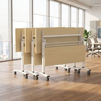 Table de formation et de réunion moderne pliante et extensible en bois – Bureau mobile pour usage commercial, idéal pour salles de formation et bureaux.