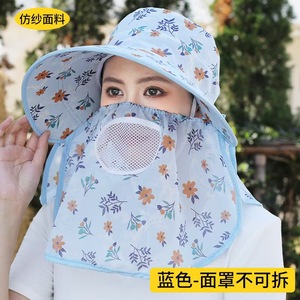 Tea Picking <b>Hat</b> With Face Covering 12cm Brim Sun Protection For Women Outdoor Summer Use - Product Image 2