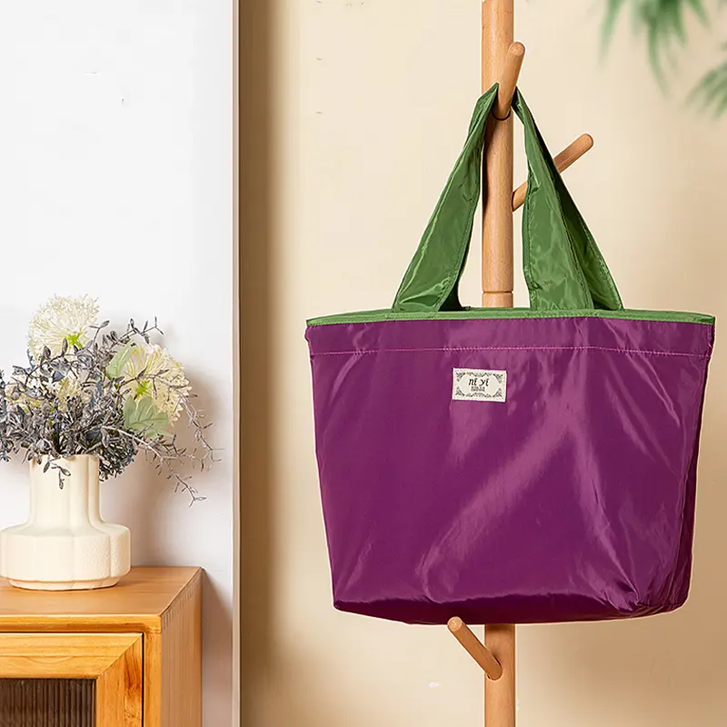 Reutilizável Eco Shopping Bag Tote Waterproof Oxford Shopper Portable Large Capacity Shoulder Handbag Folding Mercearia Bag Com Bolsa