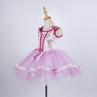 Nouveau rose Sequin Lyrical Performance Costume Filles Rose Chaud Satin Ruban Danse Moderne Ballet Porter Scène Performance Robe