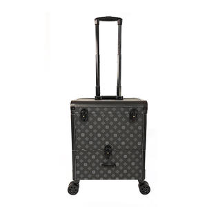 Trolley de salon professionnel pour maquillage avec tiroir, 4 roues, poignée détachable, motif à pois, boîte de rangement pour outils de beauté à domicile - Product Image 2