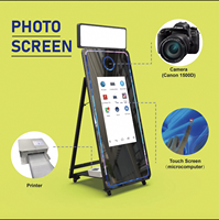 Bilik Foto Cermin Bingkai yang Dapat Disesuaikan dengan Lampu Strip LED untuk Kamera SLR HD + Bilik Selfie yang Dapat Dibermerek untuk Promosi