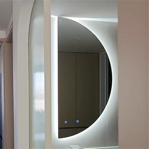 Intérieur d'hôtel <span class=keywords><strong>Grand</strong></span> <span class=keywords><strong>miroir</strong></span> de bain mural sans cadre avec lumière <span class=keywords><strong>Miroir</strong></span> intelligent <span class=keywords><strong>demi</strong></span>-rond irrégulier <span class=keywords><strong>Miroir</strong></span> Led de salle de bain Moon Espejo - Product Image 3