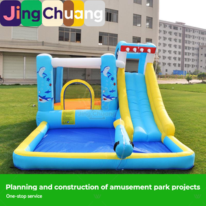 Château gonflable pour enfants, trampoline domestique, toboggan <span class=keywords><strong>aquatique</strong></span> en forme de requin, petit trampoline d'extérieur, château gonflable ludique, jouets - Product Image 4