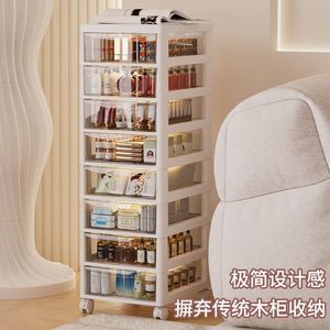 Carrito de almacenamiento con cajones y ruedas para organizar cosméticos, para uso bajo el escritorio, en la oficina, con marco de color blanco marfil de primera calidad - Product Image 4