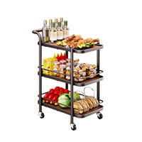 Support de rangement pour cuisine industrielle Chariot de service mobile à 3 niveaux avec roues Chariot de rangement à plusieurs niveaux en métal facile à déplacer