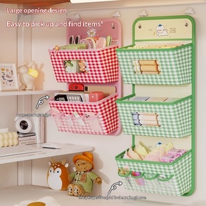 Oxford Fabric Multi-Purpose <b>Storage</b> Hanging Bag <b>Wall</b>-Mounted Closet Rack Cartoon Design Student Dorm Bedside Organizer <b>Storage</b> - Product Image 3
