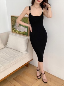 Abito a maglia con scollo all'americana GX-2026 per l'estate e la primavera, con scollatura quadrata <span class=keywords><strong>sexy</strong></span> e gonna a media lunghezza. - Product Image 4