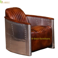 Fauteuil Tomcat de style aviation U-Best, fauteuil de club à cigares industriel, canapé en cuir vintage pour pilote, pour restaurant et bar à domicile