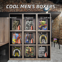 Boxers mi-hauts pour hommes européens, sous-vêtements imprimés numériques colorés et cool, antibactériens, tissu tricoté 100% polyester, aiguille
