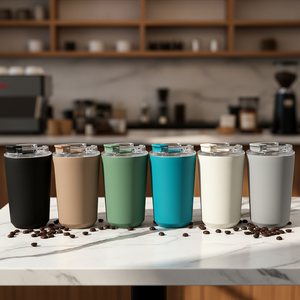 Vente en gros de gobelets à café en acier inoxydable à double paroi personnalisés avec logo, 450 ml, sans BPA, écologiques, couleurs <span class=keywords><strong>pastel</strong></span> - Product Image 1