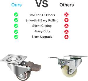 Ensemble de 4 roulettes pivotantes en acier au carbone et caoutchouc polyuréthane, robustes, pour chariot à meubles, chariot de travail, chariot à main - Product Image 6