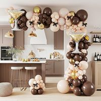 Kit de ballons Chocolat Marron Nude Or Métallisé, Verre à cocktail, Guirlande en latex, Nœud noir, Fournitures de décoration pour fête d'anniversaire adulte