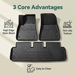 Ensemble complet de tapis de sol de voiture en TPE écologique 5D, imperméables, en caoutchouc, pour Tesla Model 3, antidérapants, faciles à nettoyer - Product Image 4
