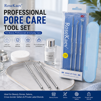 Kit d'aiguilles anti-acné en acier inoxydable, 3 types, extracteur de points noirs, outils de suppression des boutons avec boîte de rangement pour soins du visage