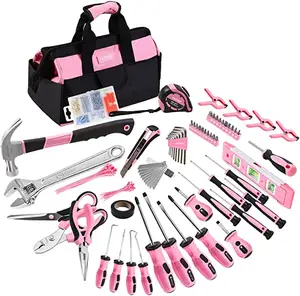 228 pcs Pink Household Repair Hand Tool Kit With Plastic Case