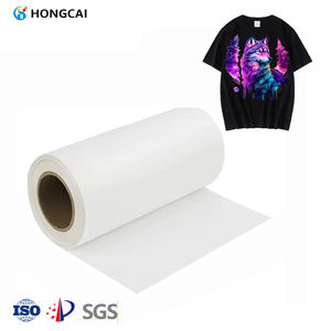 Hongcai 75 Um DTF rollos de película PET Impresión de transferencia de calor blanco de una/doble cara para ropa baja cáscara caliente/fría al por mayor - Product Image 1