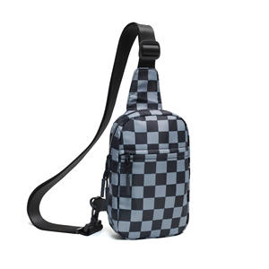 Petit sac à bandoulière en treillis personnalisé à bandoulière réglable Mini sac à bandoulière unisexe avec bandoulière pour la poitrine - Product Image 5