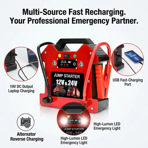 Démarreur de Voiture Robuste 80000mAh 12V 24V, Batterie LiFePO4 16 Cellules, Booster Portable d'Urgence pour Camion - Product Image 3