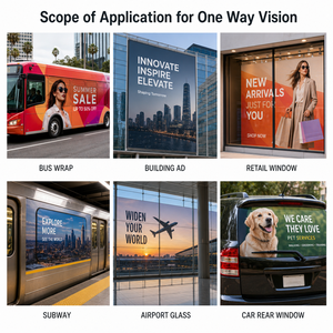 <span class=keywords><strong>Film</strong></span> adhésif micro-perforé brillant pour vitres, autocollant graphique unidirectionnel pour vitres de voiture, idéal pour la promotion - Product Image 5