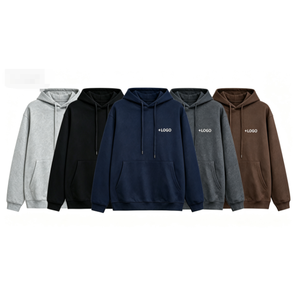 Sudadera con Capucha para Hombre, Corte Regular, Bolsillo Frontal, Cierre con Cordón, en Gris, Negro, Azul Marino y Marrón - Product Image 1