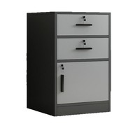 Armoire de classement de bureau en fer épaissi avec 3 tiroirs et 1 porte, tiroirs verrouillables, profil bas, design moderne, montage sur bureau, rangement d'archives