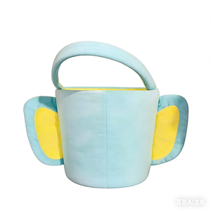 Cute <b>Elephant</b> Plush Bucket 31cm-50cm Soft Stuffed Toy For Kids Unisex Blue And Yellow Design - Product Image 4