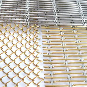Decorative Antique Brass Plated Perforated Decorative Metal Wire Mesh For Glass Lamination