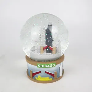 Luxury Resin Crafts Christmas Snow Globe Music Box Custom Water Snow Globe