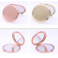 Miroir de Maquillage Compact de Voyage Pliant Rond Double Face pour Sac à Main, Pochette ou de Poche