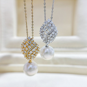 Colgante de Plata S925 con Cuentas Redondas de 10-17 mm, Soporte para Colgante de Collar de Moda DIY 31109, Accesorio para Perlas - Product Image 3