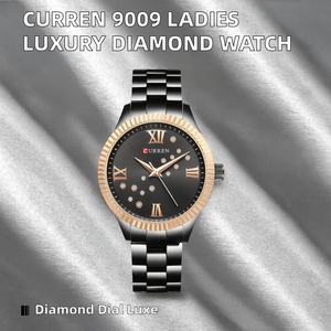 Montre à quartz pour femme Curren 9009 avec strass et bracelet en acier inoxydable, montre-bracelet tendance pour femmes - Product Image 5