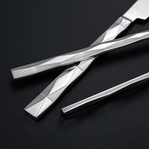 Diamond Shape 304 Stainless Steel Western Cutlery Set Knife <b>Fork</b> Spoon Dishwasher Safe For Hotel Catering Steak Dinner - Product Image 4