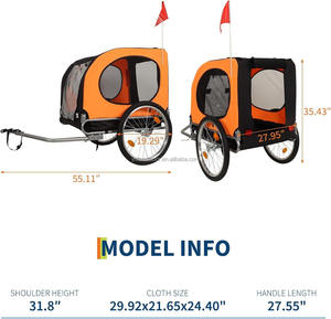 Grand Pet Poussette Facile Pliant Chariot Vélo Chien Remorque Cadre Pet Chariot Vélo Wagon Avec Universel Vélo Coupleur - Product Image 2