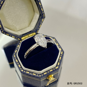 Großhandel Kundenspezifischer Echter 10k14k18k Massivgold Platin 1 Karat CVD Birnenförmiger Laborgezüchteter Diamant Schmuck Verlobungs- und Ehering für Damen - Product Image 6