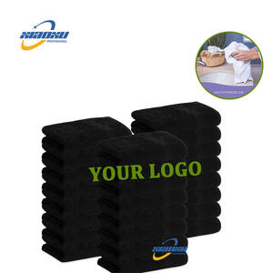 Juego de toallas de baño deportivas con bordado de logotipo personalizado, peluquero para el hogar, gimnasio, peluquería, algodón para uñas, salón de Spa, toalla negra - Product Image 4