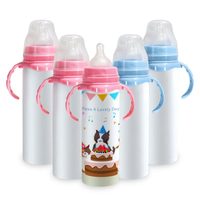 Bouteille à bec pour bébé et tout-petit, 8 oz (240 ml), blanche, à personnaliser par sublimation, garde les boissons chaudes et froides, avec tétine anti-colique